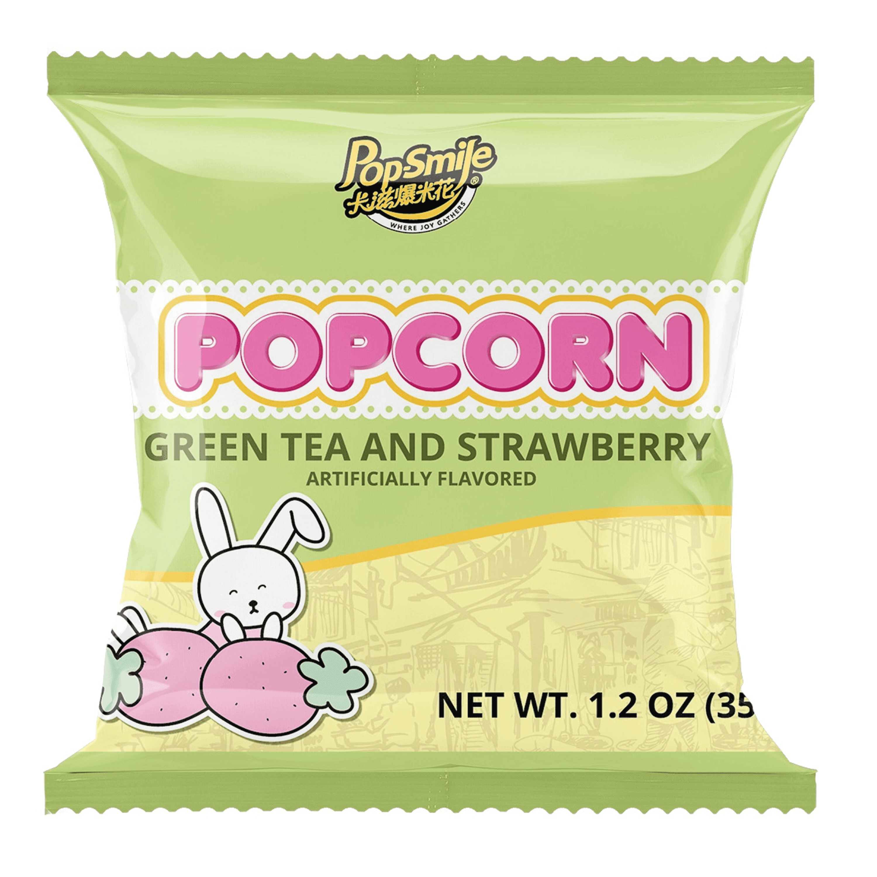 Popsmile Green Tea & Strawberry Popcorn