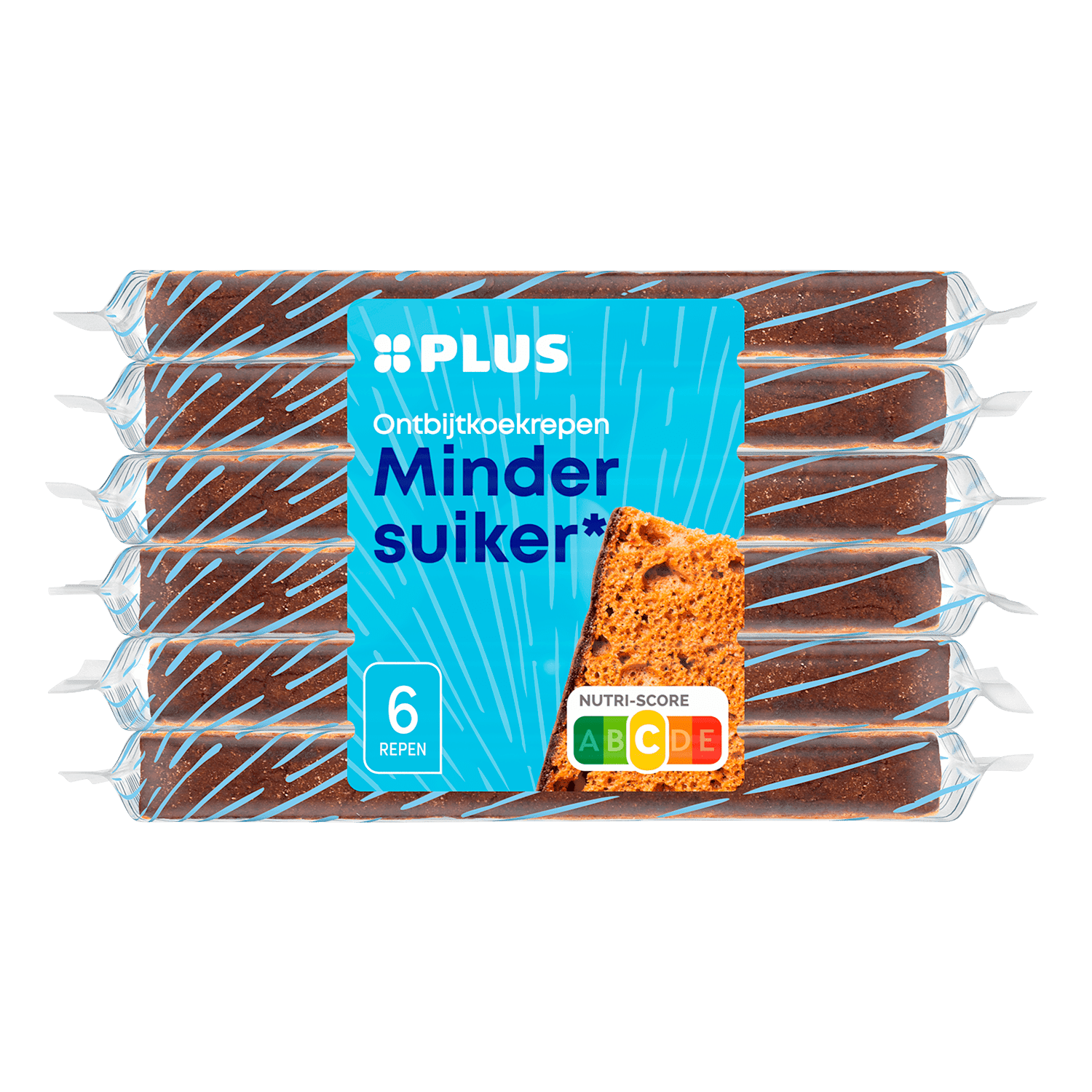 PLUS Ontbijtkoekrepen Minder suiker 6 pack