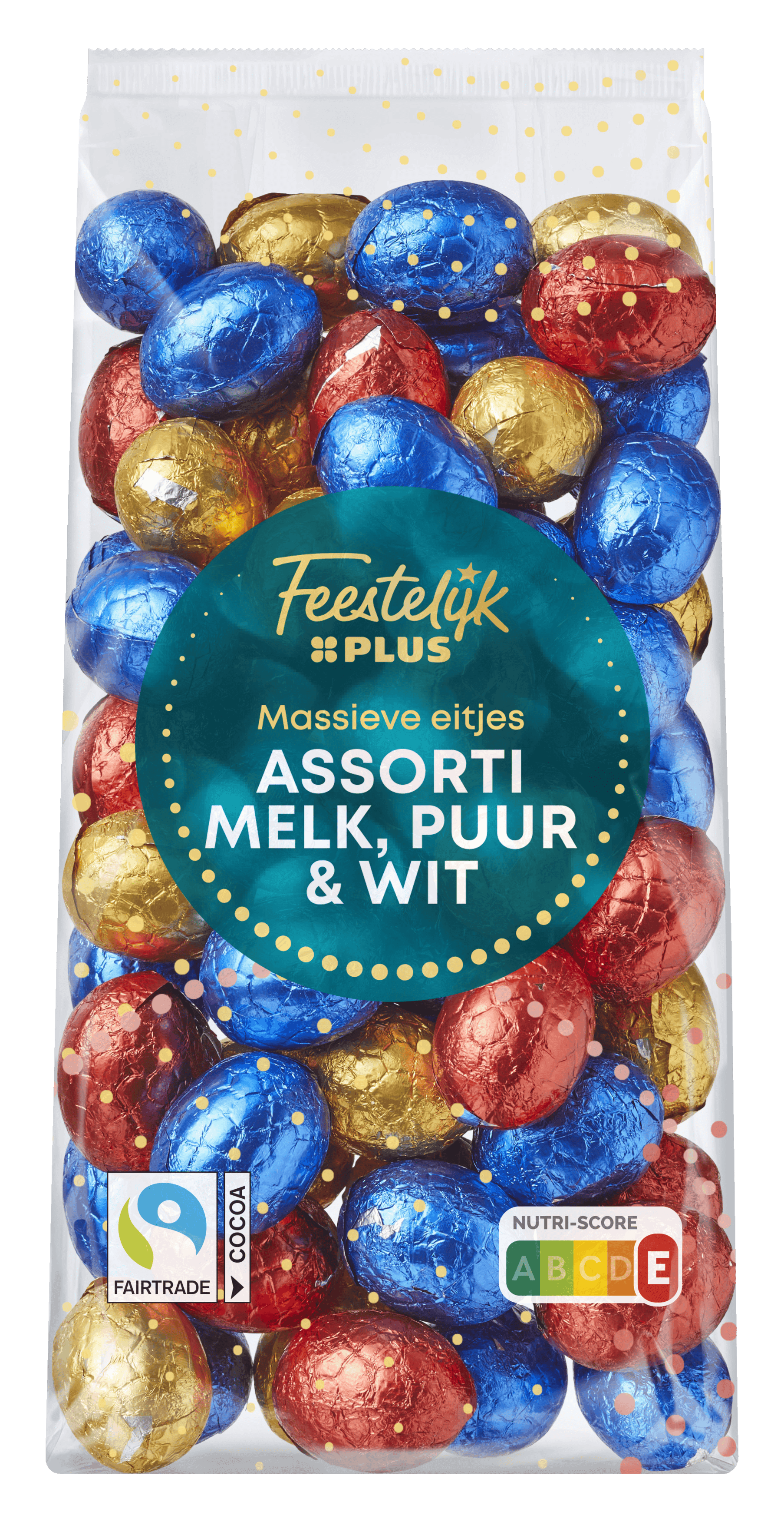 Feestelijk PLUS Paaseitjes Melk Puur Wit massief FT