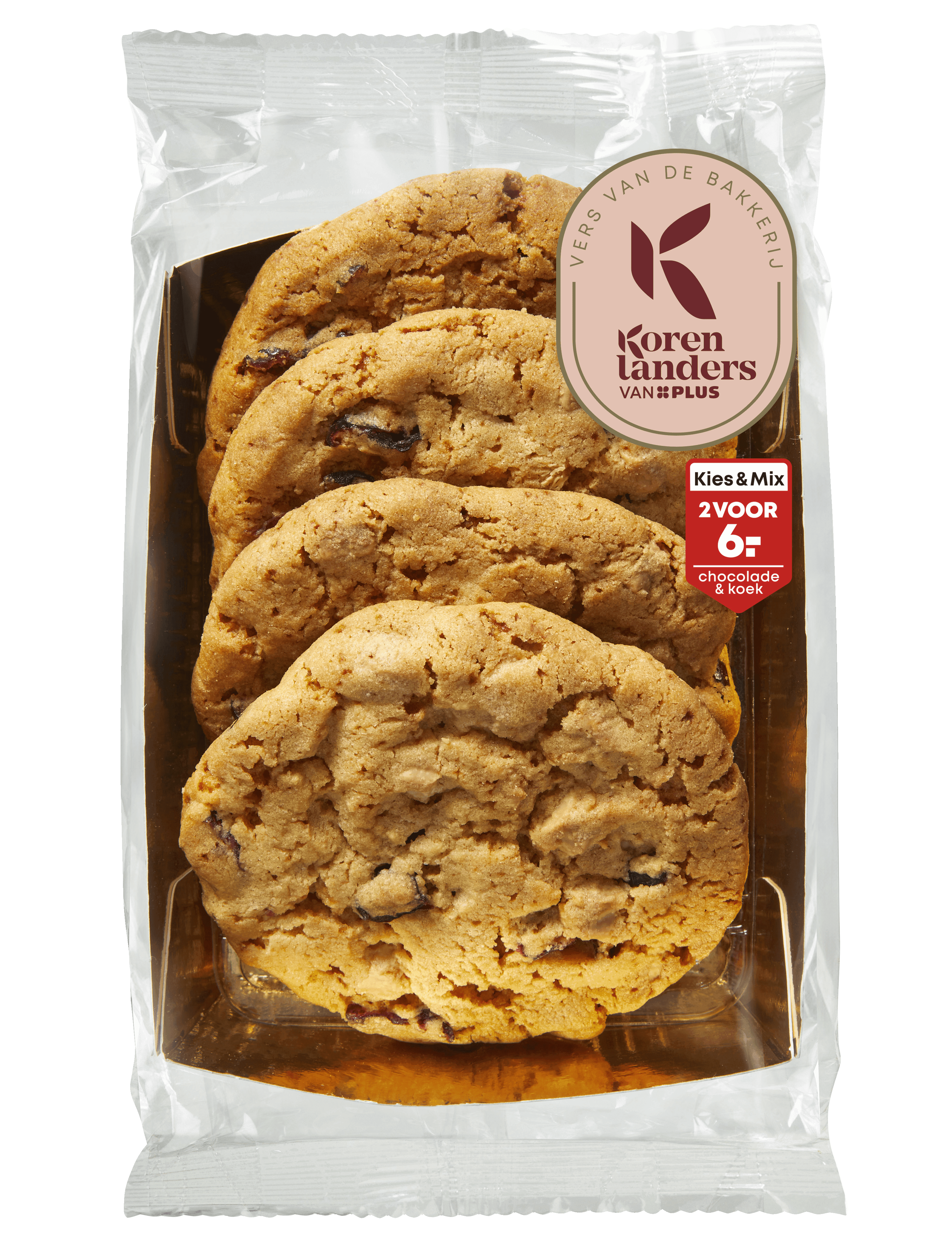 PLUS Korenlanders Witte chocolade cranberry cookies
