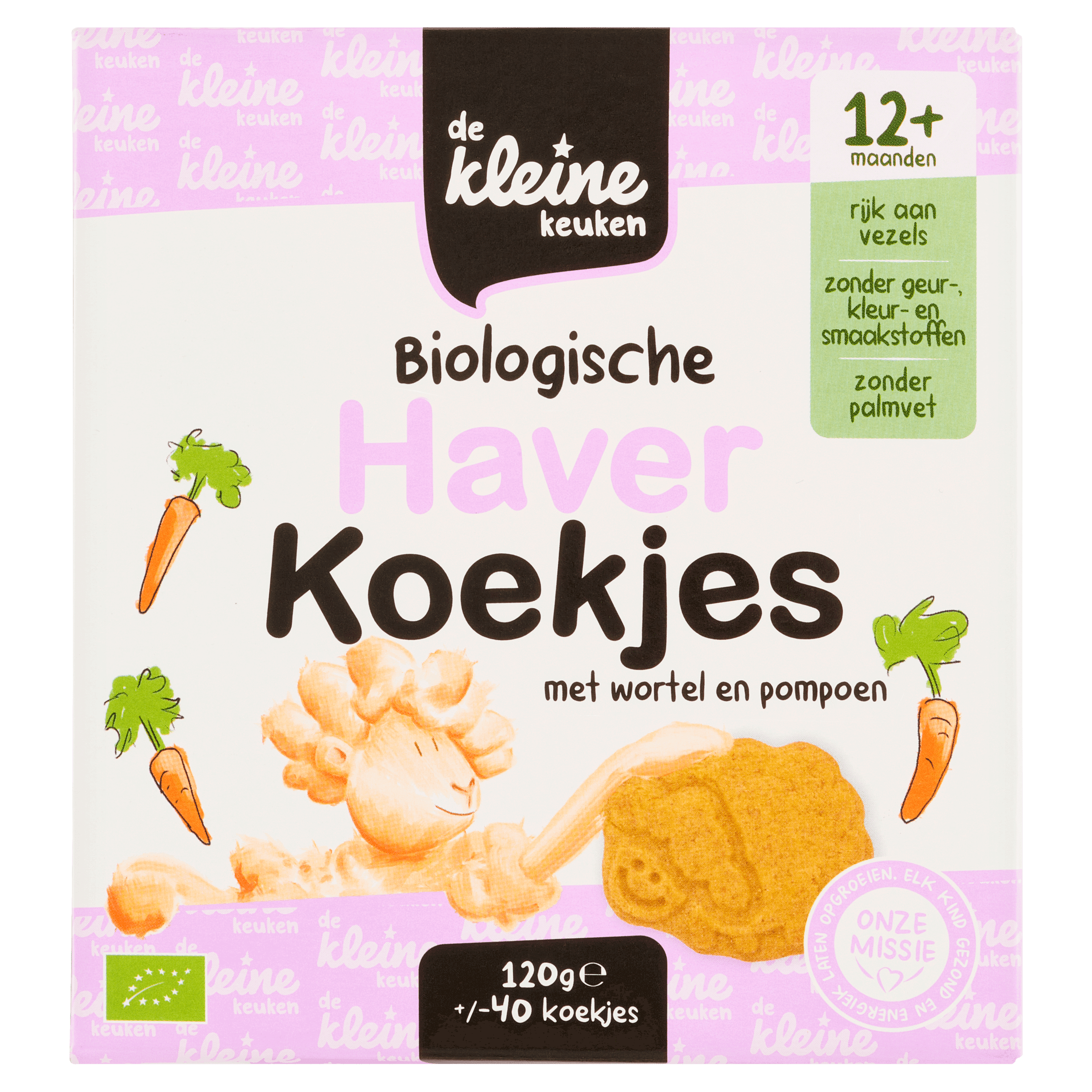 De Kleine Keuken Bio haverkoekjes wortel 12+