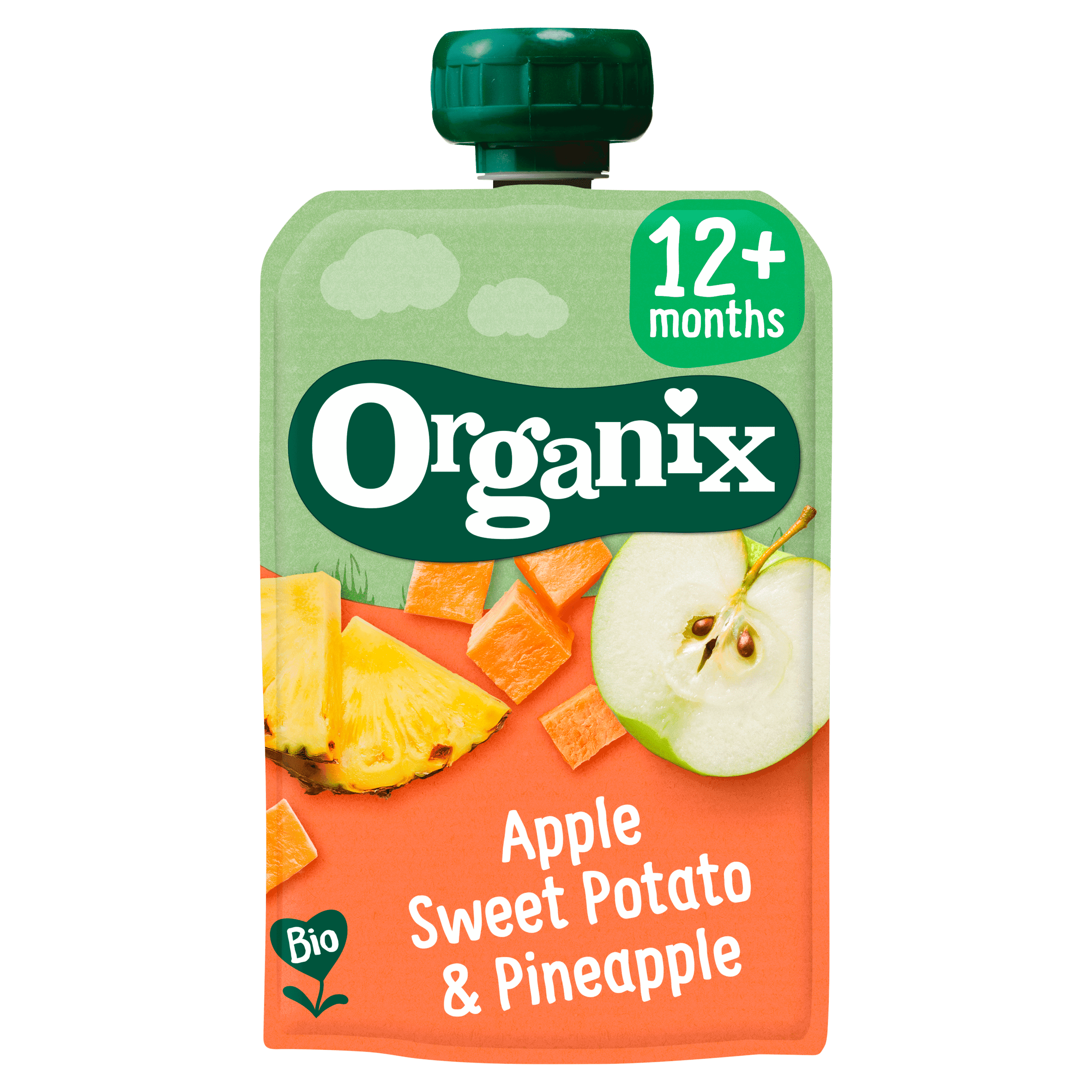 Organix Appel, zoete aardappel en ananas 12+