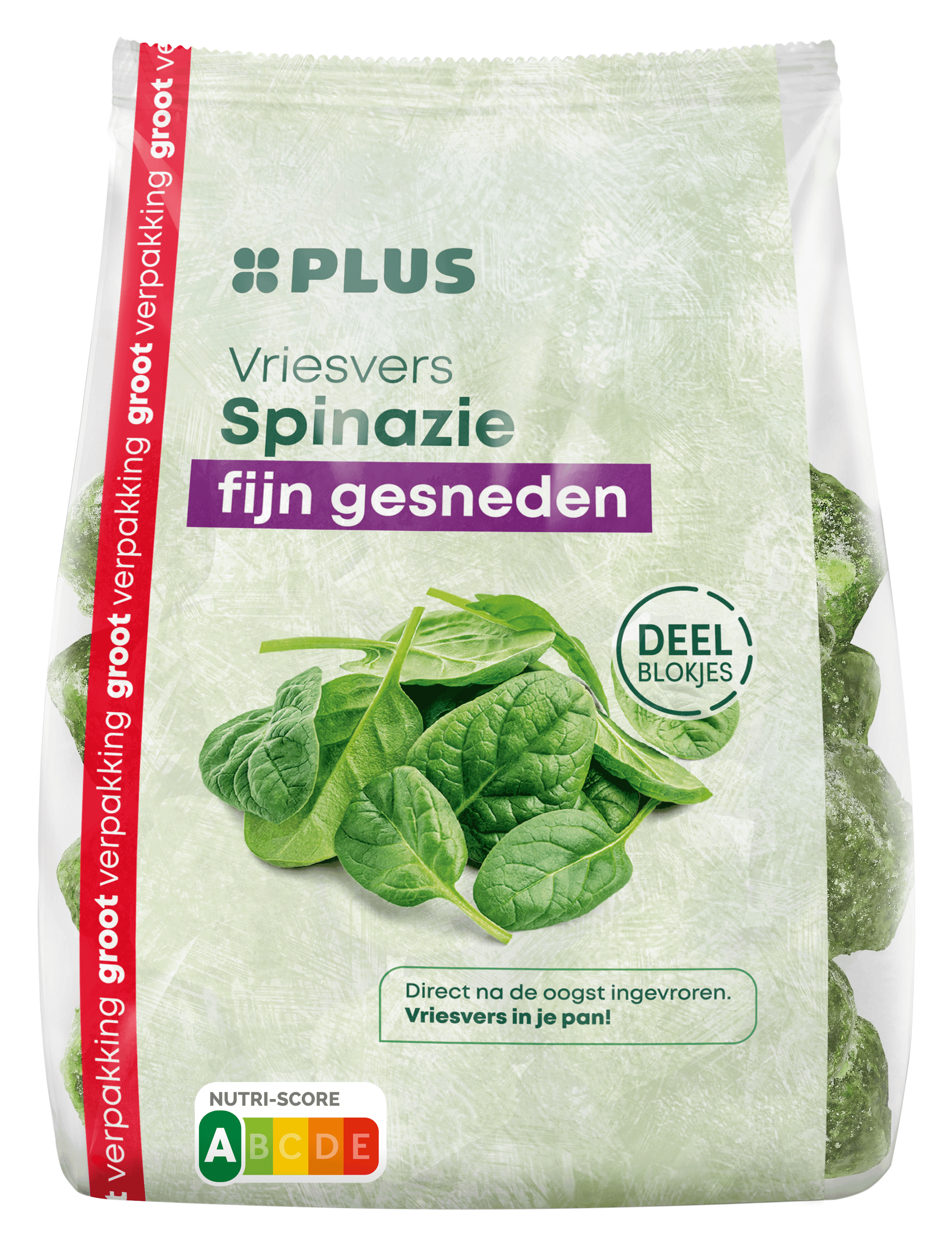 PLUS Gehakte spinazie fijn deelblokjes