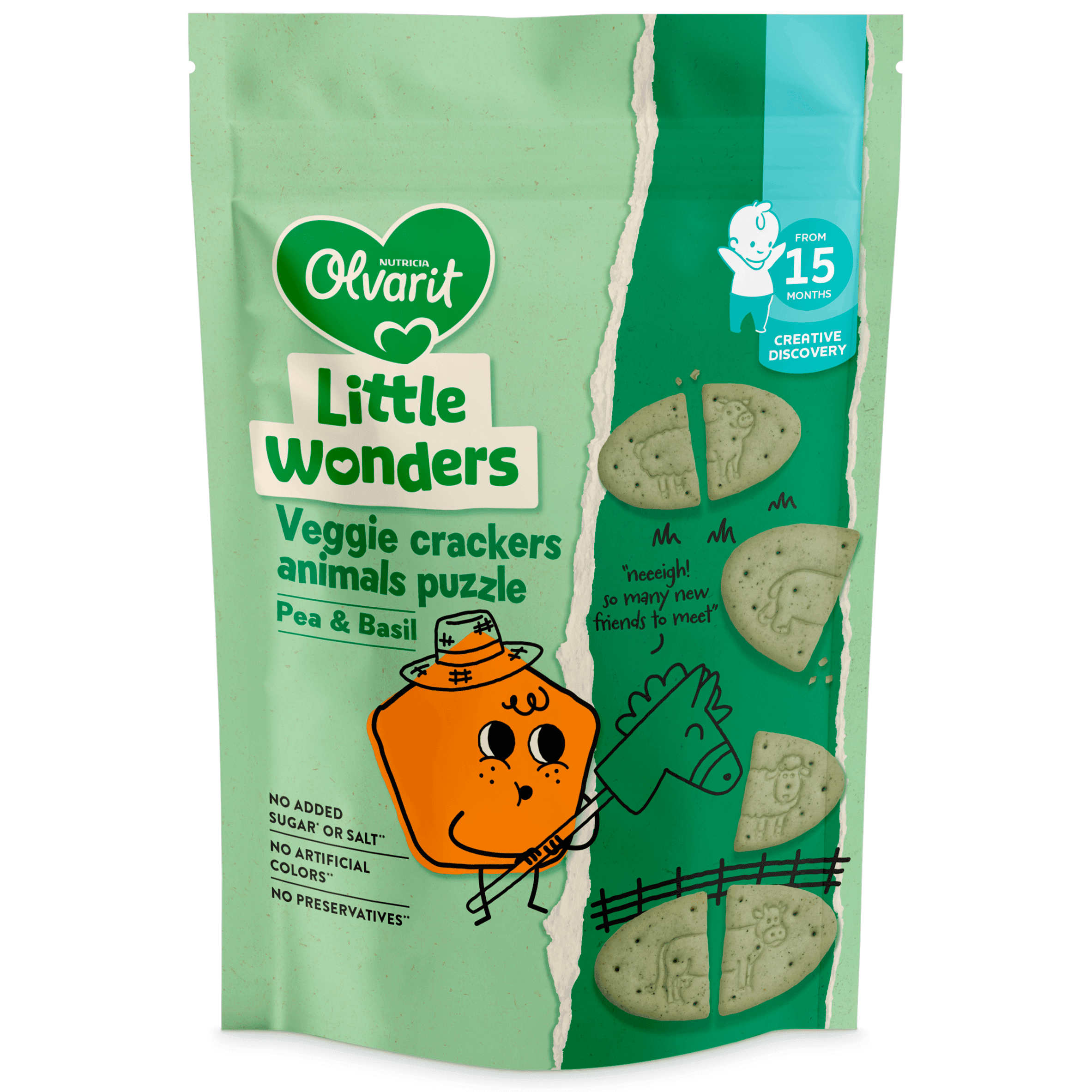 Olvarit little wonders crackers pea basil +15m