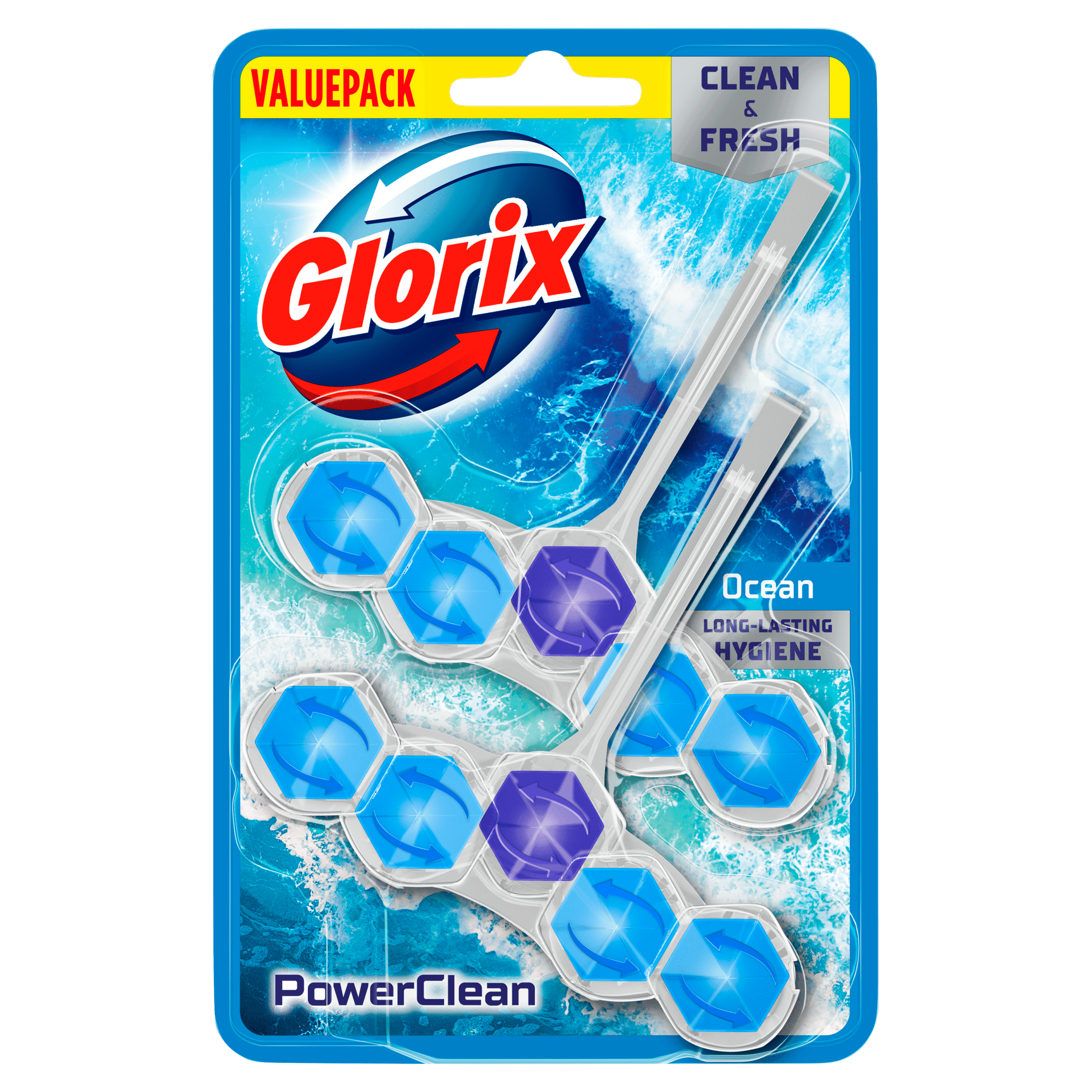 Glorix powerclean toiletblok ocean valuepack