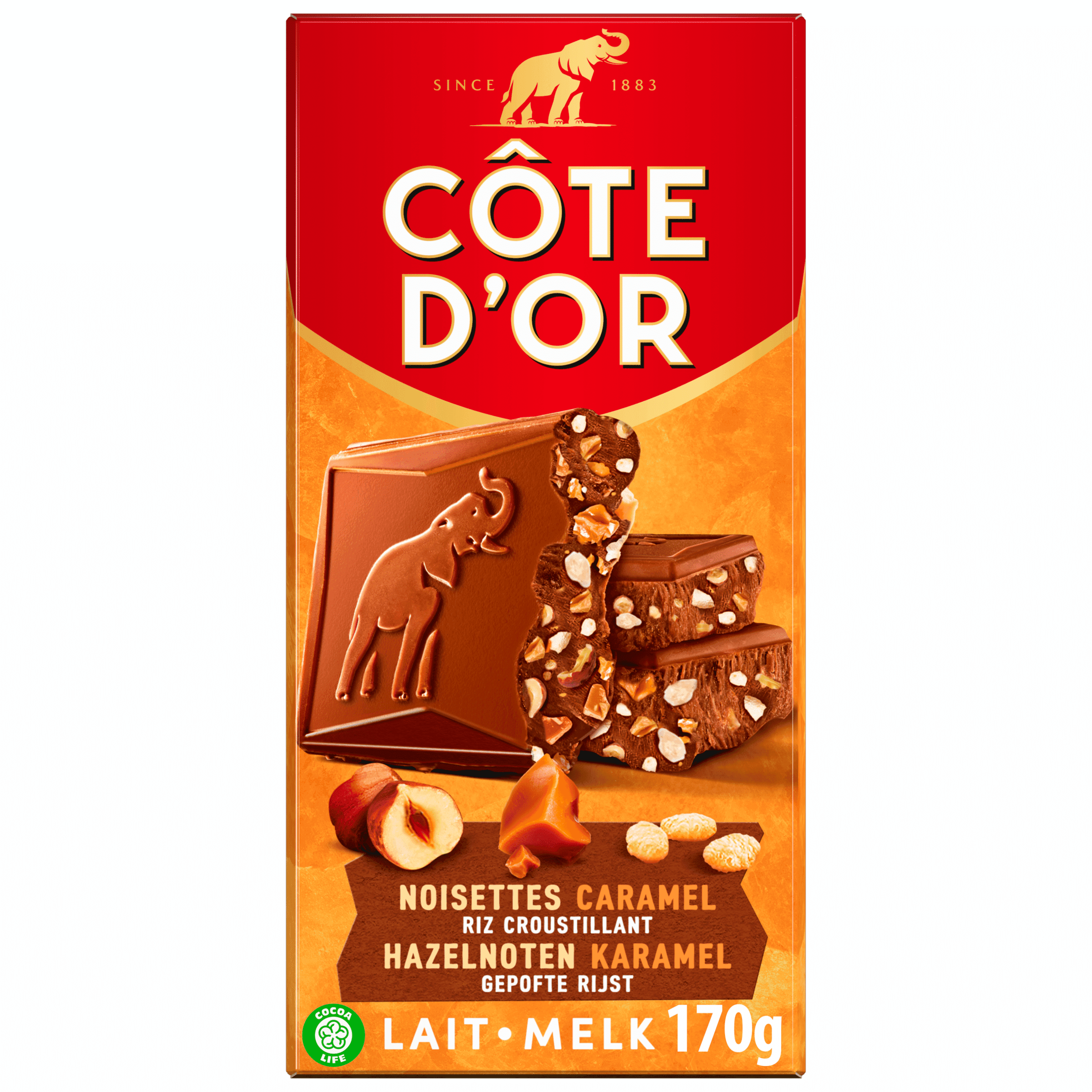 Côte d'Or Melk hazelnoot karamel gepofte rijst