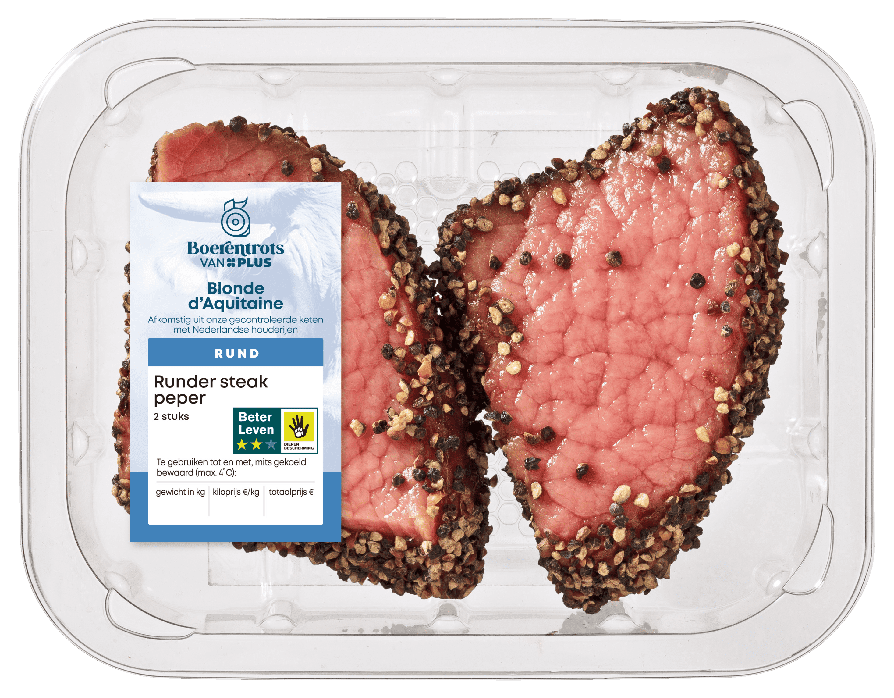 PLUS Boerentrots Rundersteak BLAQ Peper 2 stuks