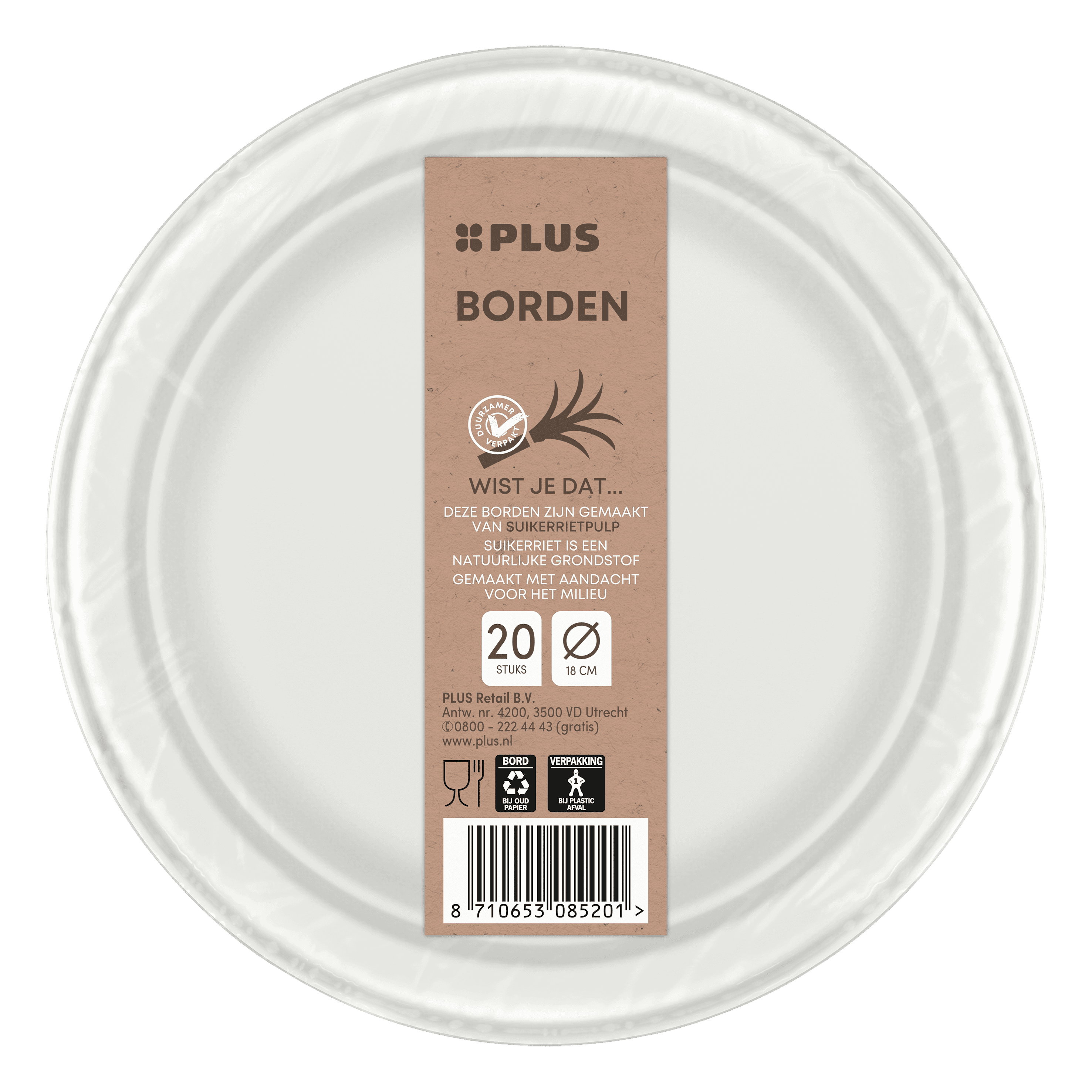 PLUS Bord rond 18cm bagasse