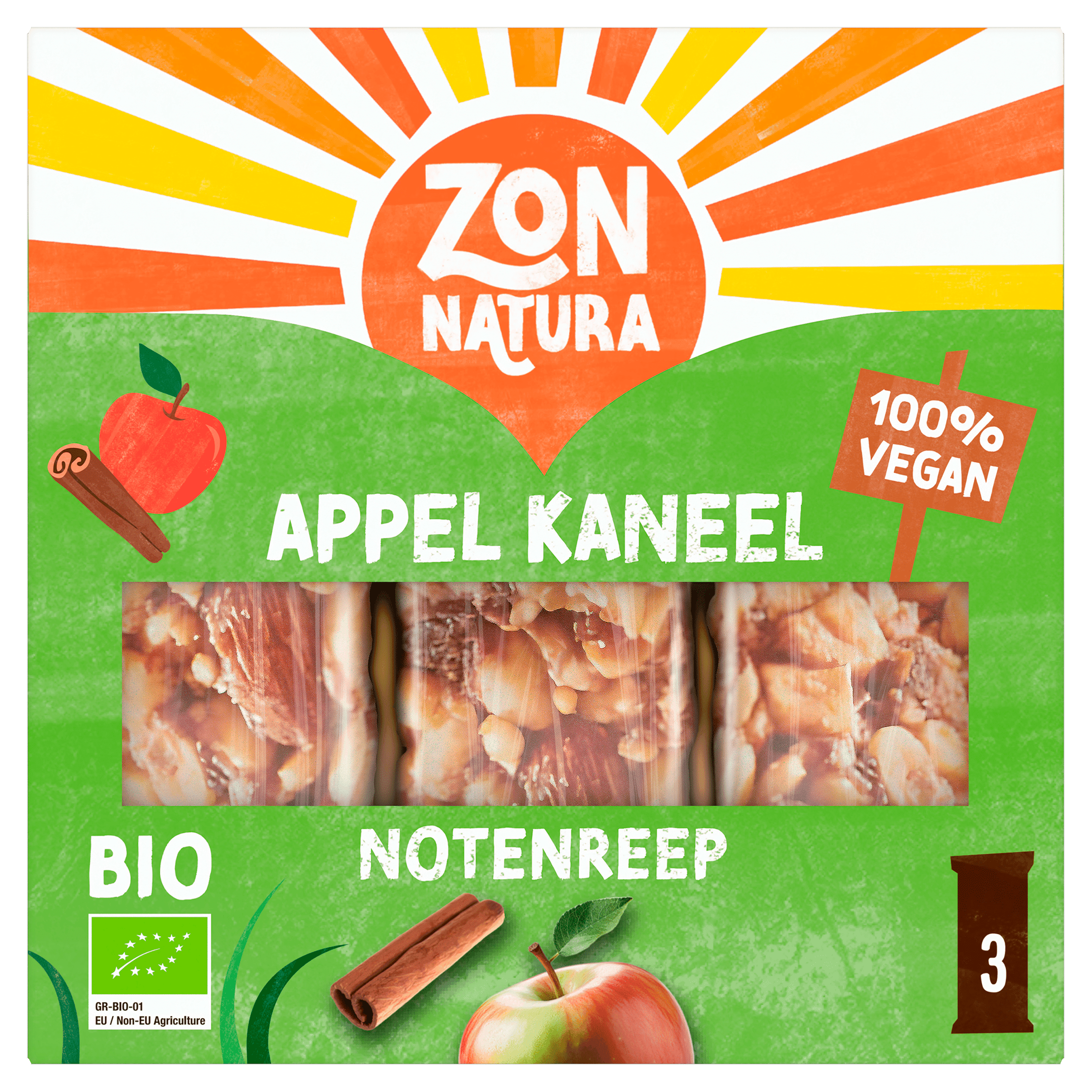 Zonnatura Reep noten appel en kaneel bio