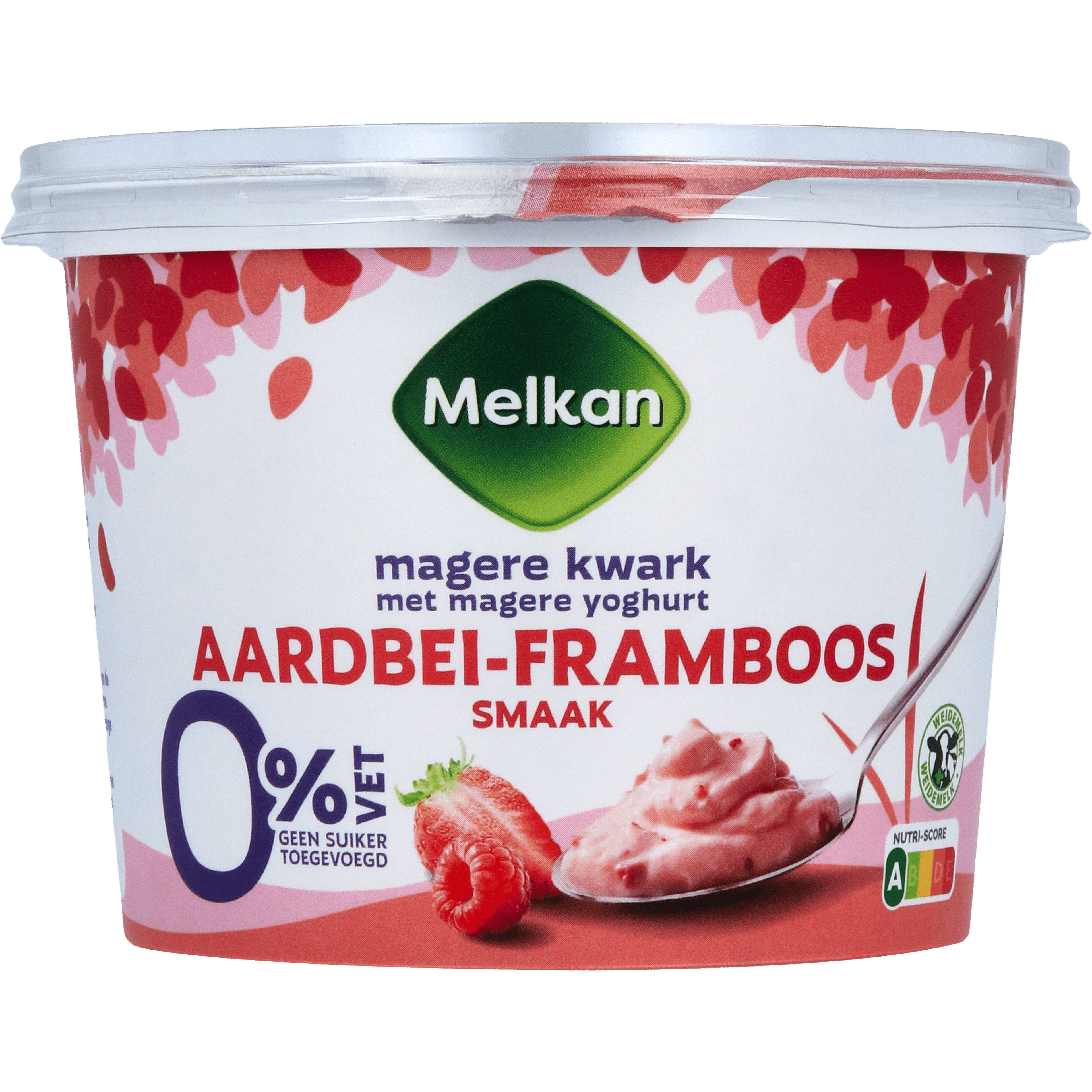 Melkan Kwark magere aardbei-framboos