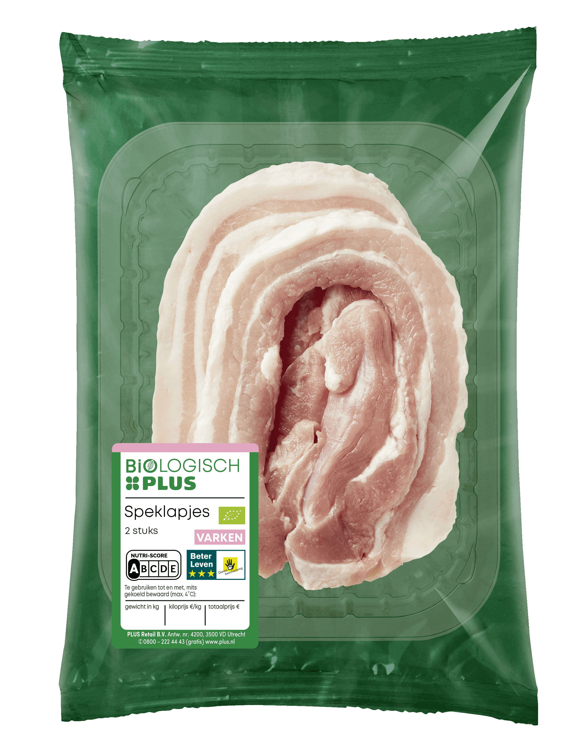 Biologisch PLUS Speklapjes 2 stuks