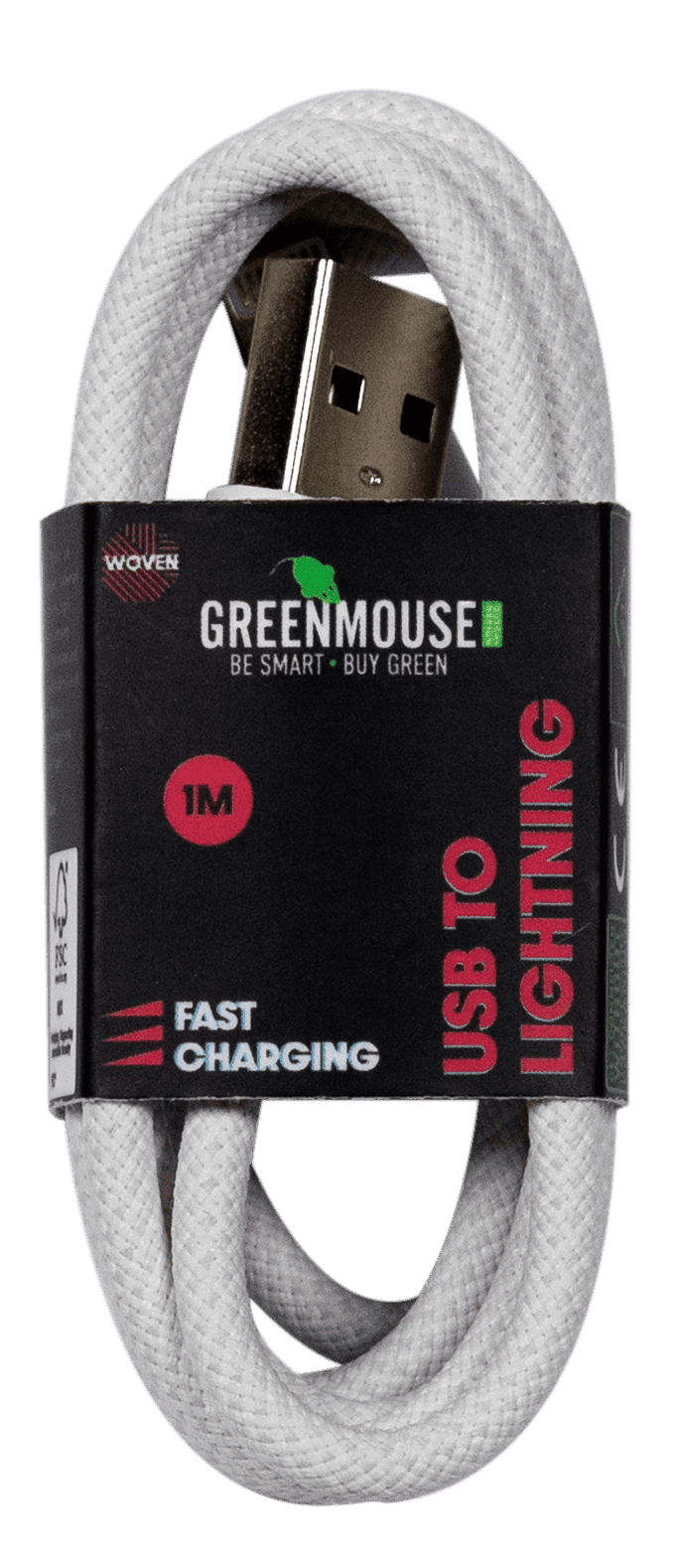 GreenMouse Lightning kabel woven 1m