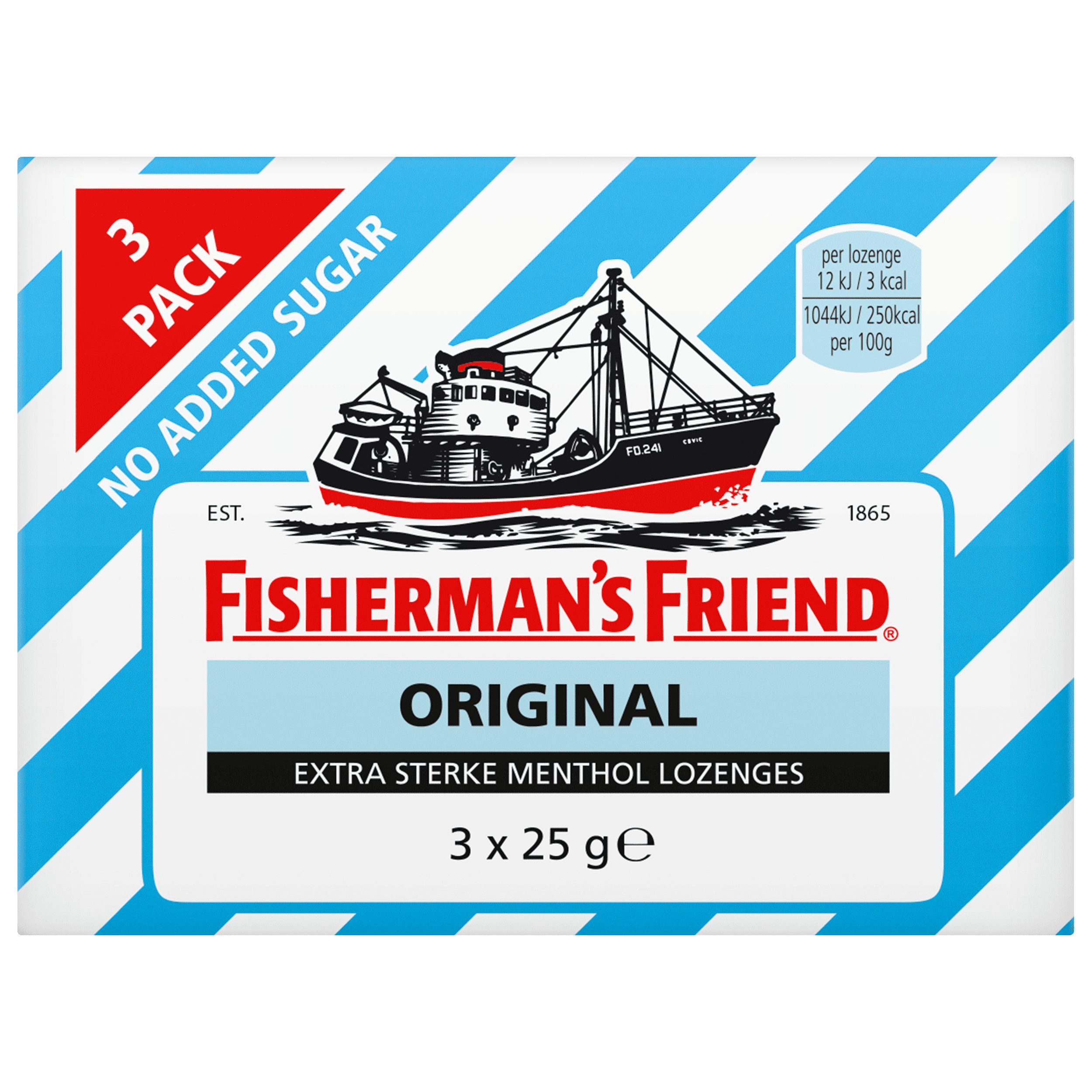 Fisherman's Friends Original Extra Sterk suikervrij 3 pack
