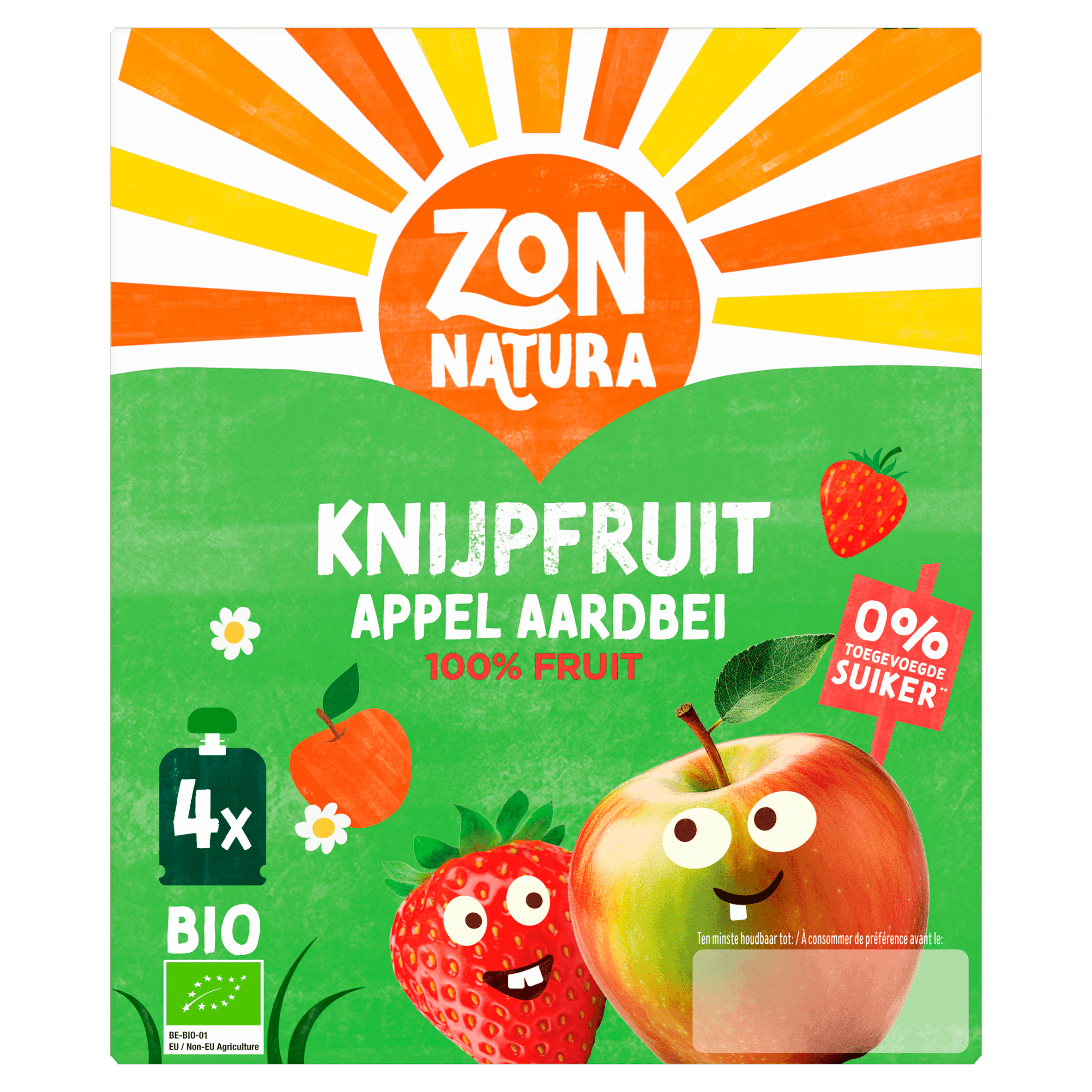 Zonnatura Kikker knijpfruit appel en aardbei bio