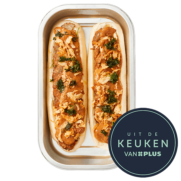 Uit de keuken van Ovenbroodje Gehaktbal met satésaus