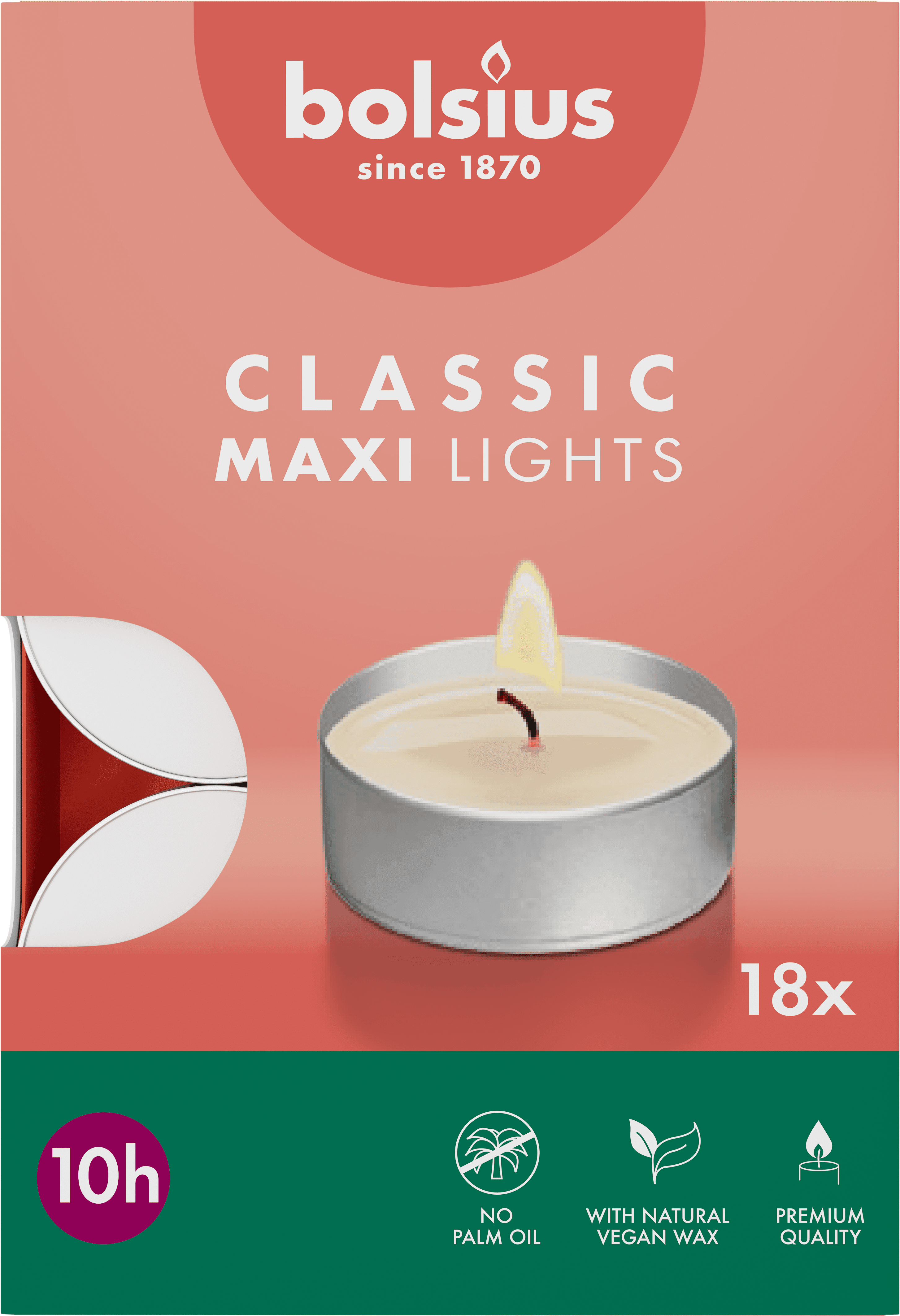 Bolsius Maxi-lichten 10-uur doos 18 Wit