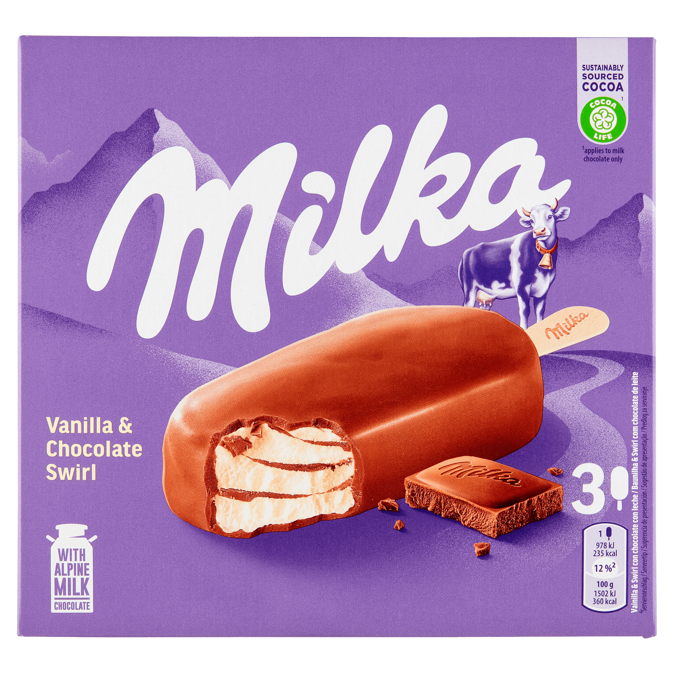 Milka Vanilla & chocolate swirl ijs