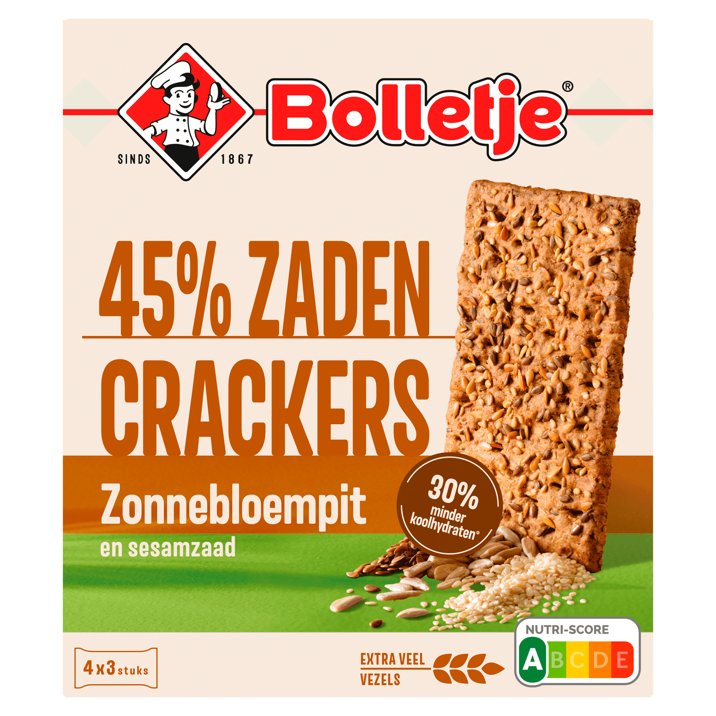 Bolletje Vezelrijke zadencrackers zonnebloempit