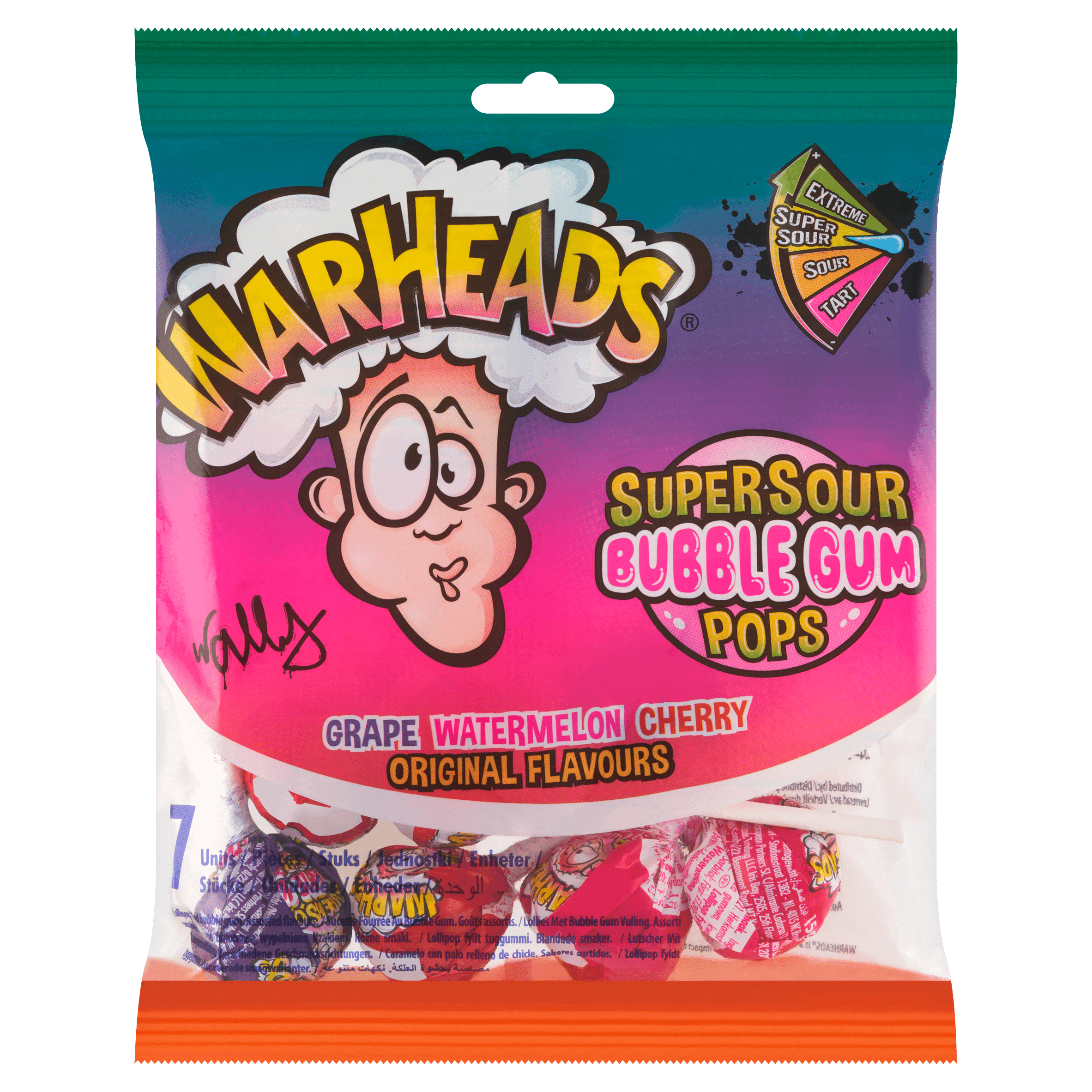 Warheads Super Sour Bubble Gum Pops