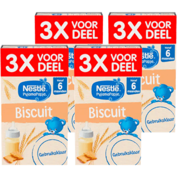 Nestlé PyjamaPapje® Biscuit 6+ Baby Pap 4 x 3 stuks