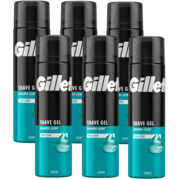 Gillette Classic Sensitive Scheergel, 6 x 200ml