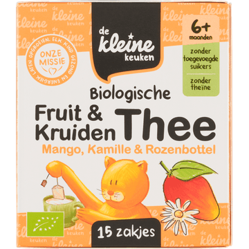 De Kleine Keuken Biologische Fruit & Kruiden Thee Mango, Kamille & Rozenbottel 6+ Maanden 15 x 2 g
