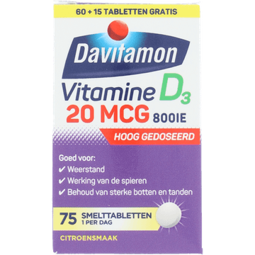 Davitamon Voedingssupplement Vitamine D 20mcg 75 Stuks