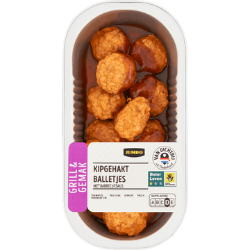 Jumbo Grill & Gemak Kipgehaktballetjes met Barbecuesaus 194 g