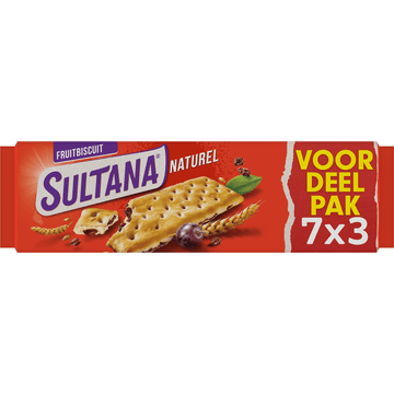 Sultana tussendoor koek Naturel voordeelpak 7 x 3 stuks (306 g)