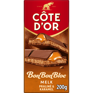 Côte d'Or BonBonBloc Chocoladereep Melk Praliné & Karamel 200g
