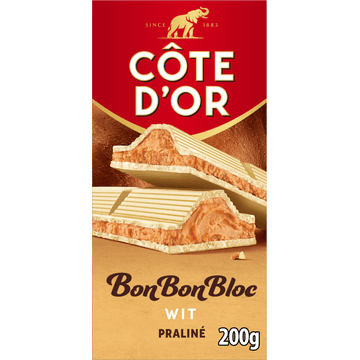 Côte d'Or BonBonBloc Chocoladereep Praliné Witte Chocolade 200g