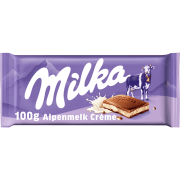 Milka Chocoladereep Alpenmelk Crème 100g