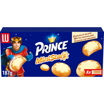 LU Prince MiniStars Koekjes Witte Chocolade (5 x 37.4 g) 187g