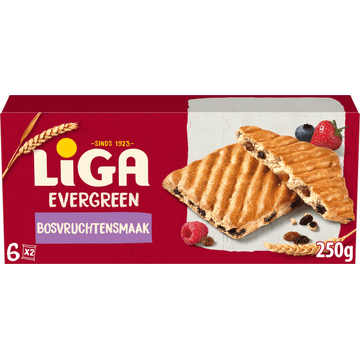 Liga Evergreen Bosvruchtensmaak 6x2 biscuits 250 g