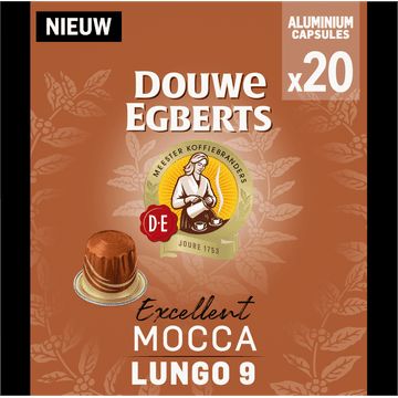 Douwe Egberts Excellent Mocca Lungo 9 Gemalen Koffie 20 Capsules 104 g