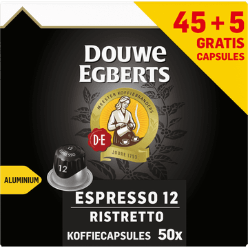Douwe Egberts Espresso 12 Ristretto Gemalen Koffie 45 + 5 Gratis Capsules 260 g