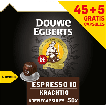 Douwe Egberts Espresso 10 Krachtig Gemalen Koffie 45 + 5 Gratis Capsules 260 g