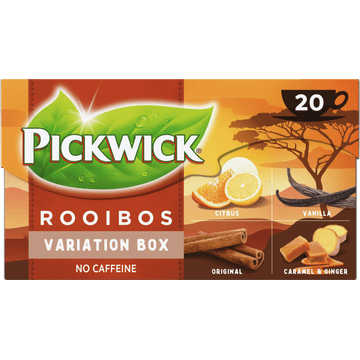 Pickwick Rooibos Variation Box Citrus Vanilla Original Caramel & Ginger 5 x 4 x 1,5 g