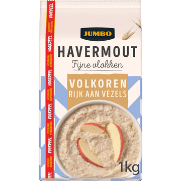 Jumbo Havermout Fijne Vlokken Volkoren Voordeelverpakking 1KG