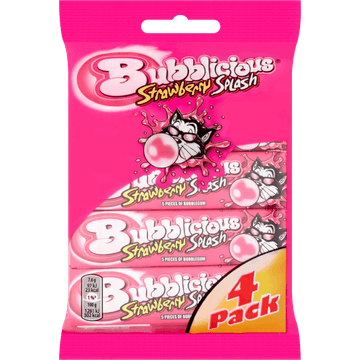 Bubblicious Strawberry Splash 4 x 5 Stuks 4 x 38 g