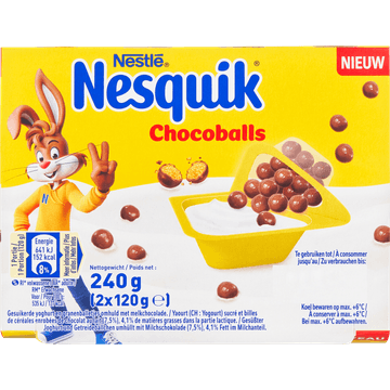 Nesquik Chocoballs Gesuikerde Yoghurt en Granenballetjes 2 x 120 g