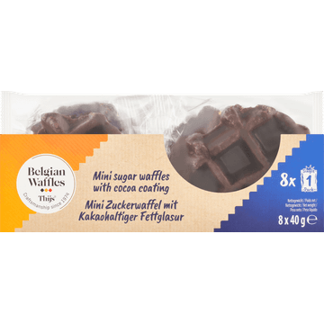Belgian Waffles Thijs Mini Suikerwafel met Cacaobedekking 8 x 40 g