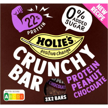 Holie's Crunchy Bar Protein Peanut Chocolate 3 x 2 Stuks 6 x 20 g