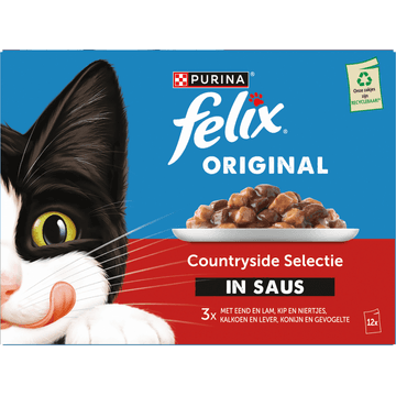 FELIX® Original Gevogelte Selectie in Saus Kattenvoer 12x85g