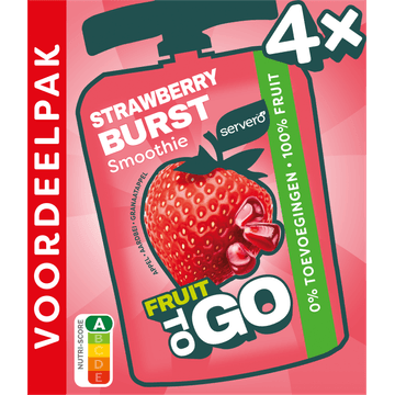 Servero Strawberry Burst Smoothie Fruit to Go Appel, Aardbei, Granaatappel Voordeelpak 4 x 100 g