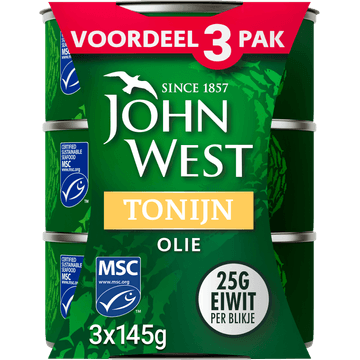 John West Tonijnstukken in Zonnebloemolie 3 x 145g