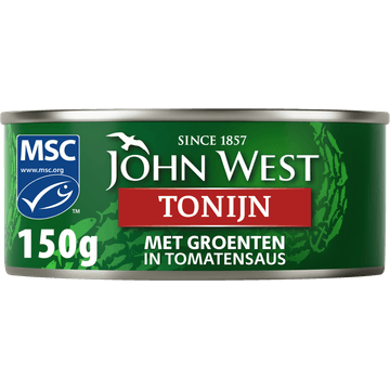John West Tonijnstukken met Groenten in Pikante Tomatensaus 150g