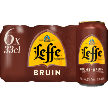 Leffe Belgisch Abdijbier Bruin Blikken 6 x 33 cl