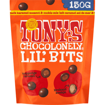 Tony's Chocolonely Lil' Bits Melk Karamel Zeezout & Cookie Mix 150 g