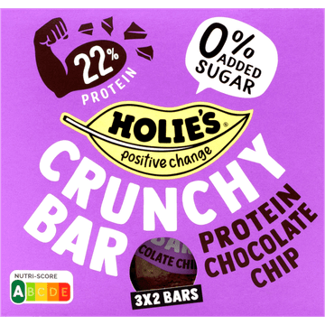 Holie's Crunchy Bar Protein Chocolate Chip 3 x 2 Stuks 6 x 20 g